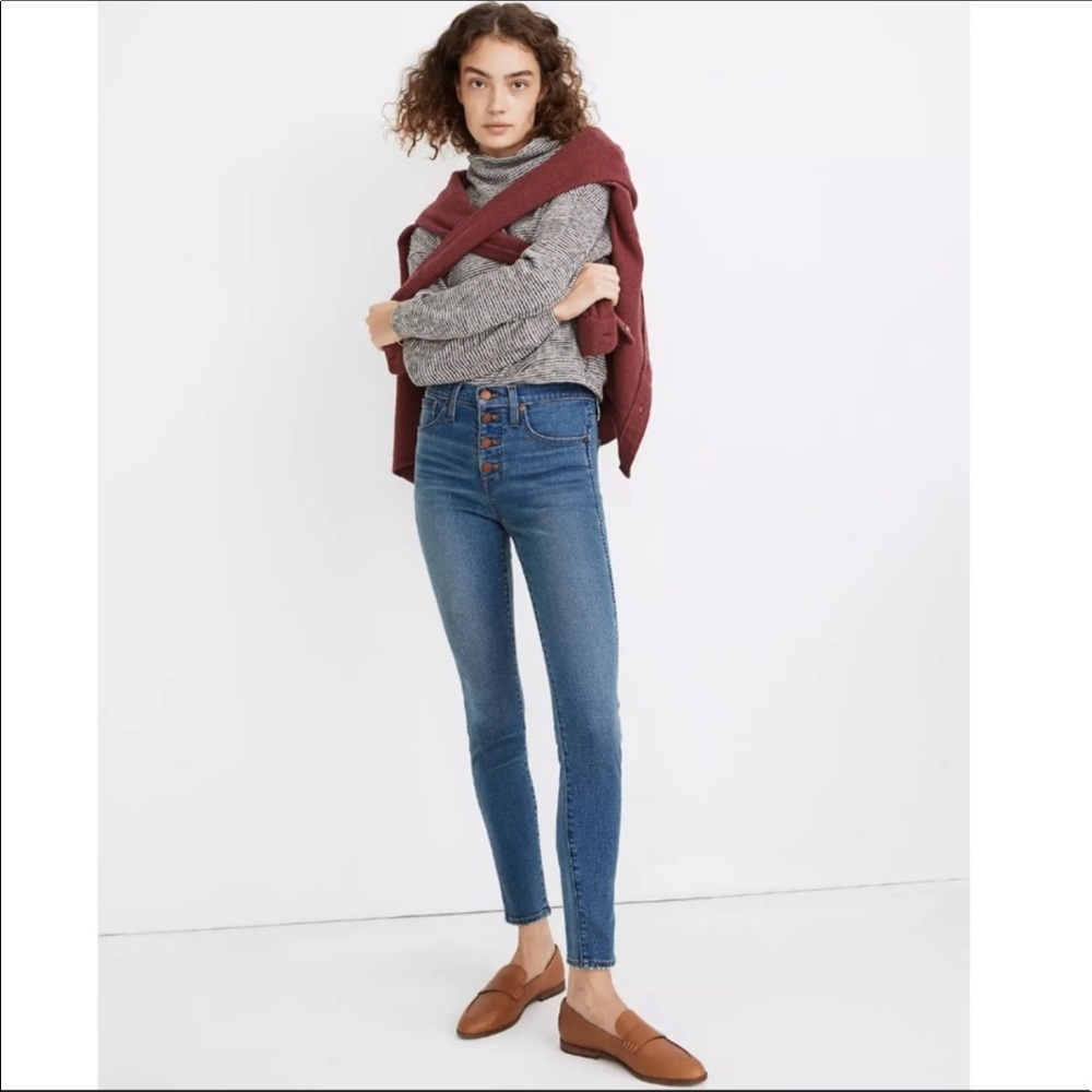 Madewell Tall 10" High-Rise Skinny Jeans in Dewitt Wash: Button-Front